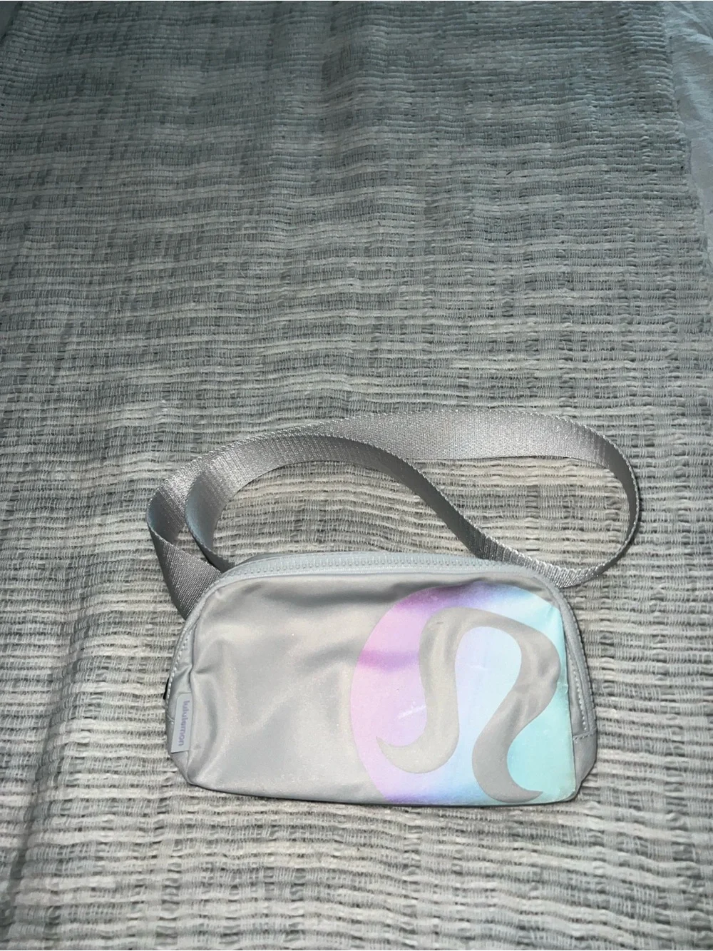 lululemon athletica Silver Iridescent Crossbody Bag with Pastel Logo